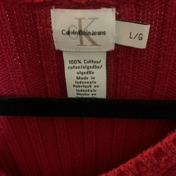 VTG 90’s Calvin Klein Knit Red Sweater with Zips - Picture 4 of 4